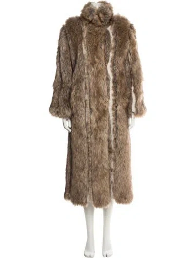 Pre-owned By Malene Birger Faux Fur Faux Fur Coat In Brown