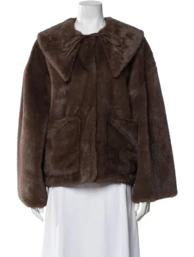 Pre-owned By Malene Birger Faux Fur Faux Fur Jacket In Brown