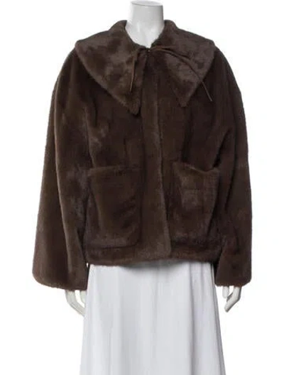 Pre-owned By Malene Birger Faux Fur Jacket In Brown