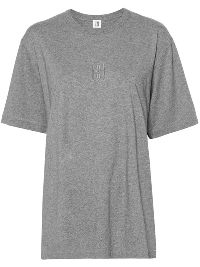 By Malene Birger Fayeh Logo-embroidered T-shirt In 灰色