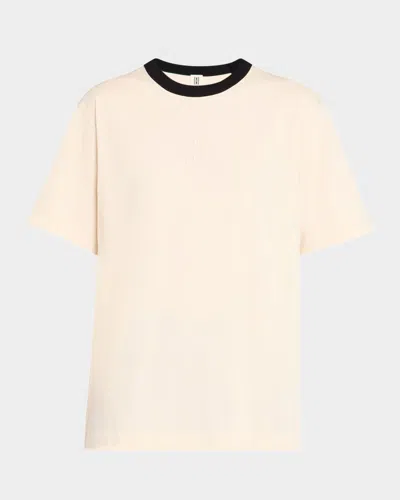 By Malene Birger Fayeh Monogram Contrast-trim T-shirt In Oyster Gray