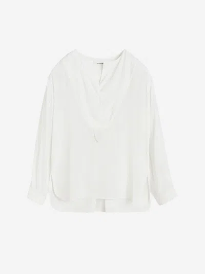 By Malene Birger Fayette Yoked High-low Blouse In Pure White