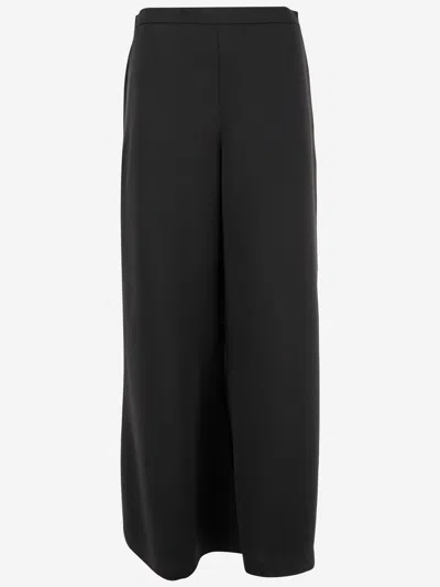 By Malene Birger Flared Leg High Waist Pants In Smooth Acetate Blend In Black