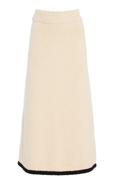 By Malene Birger Fleur Knit Cotton-blend Maxi Skirt In Neutral