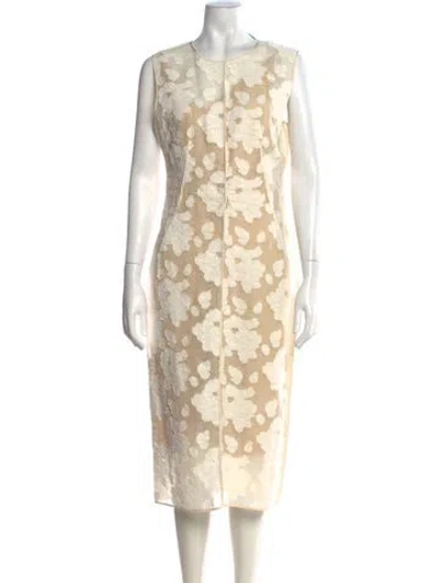 Pre-owned By Malene Birger Floral Print Knee-length Dress In Neutral