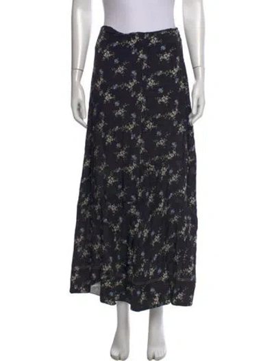 Pre-owned By Malene Birger Floral Print Long Skirt In Black