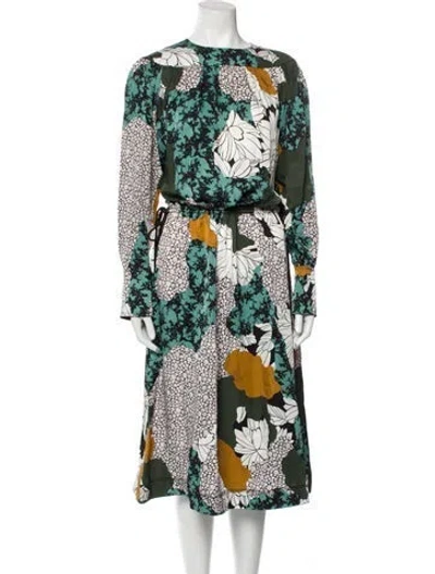 Pre-owned By Malene Birger Floral Print Midi Length Dress In Black