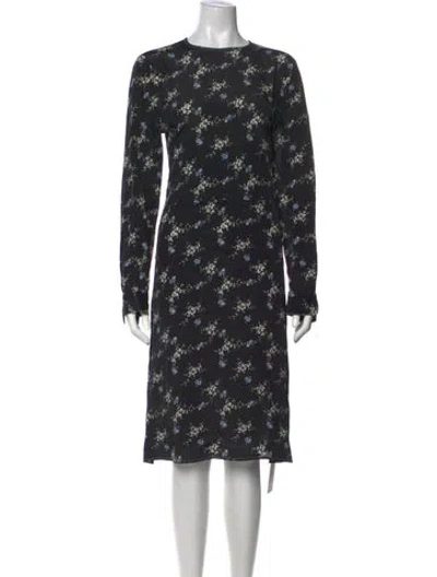 Pre-owned By Malene Birger Floral Print Midi Length Dress In Black
