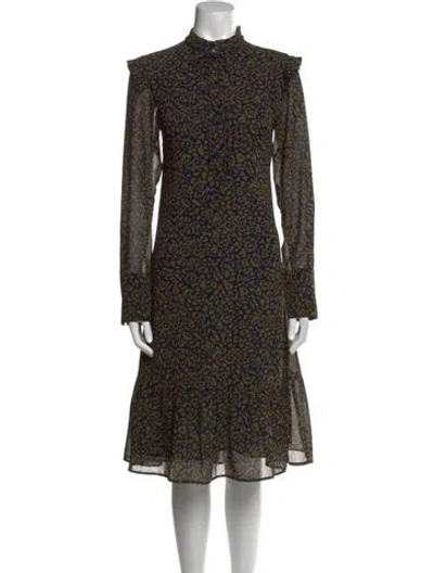 Pre-owned By Malene Birger Floral Print Midi Length Dress In Green