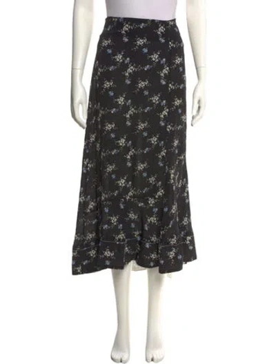 Pre-owned By Malene Birger Floral Print Midi Length Skirt In Black