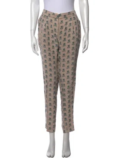 Pre-owned By Malene Birger Floral Print Straight Leg Pants In Neutral