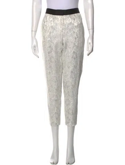 Pre-owned By Malene Birger Floral Print Straight Leg Pants In White