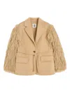 By Malene Birger Fluffy-sleeved Wool Faux-fur Jacket In Brown