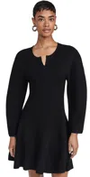 By Malene Birger Francesa Ribbed Puff-sleeve Mini Dress In Black