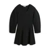 By Malene Birger Francesa Ribbed Puff-sleeve Mini Dress In Black