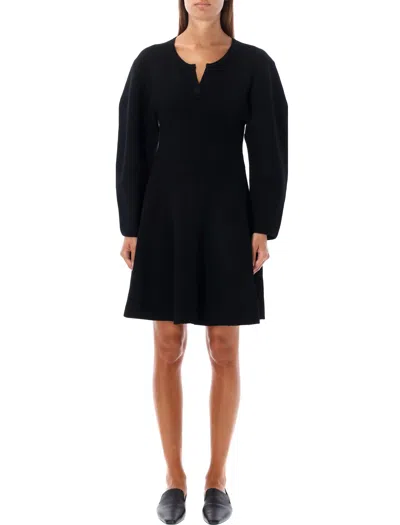 By Malene Birger Mini Dress With Button Detail And Flared Skirt In Black