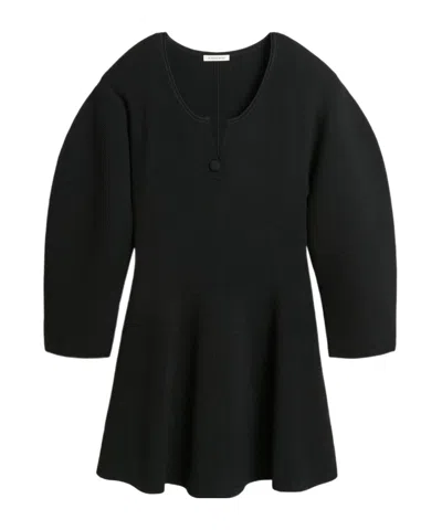 By Malene Birger Mini Dress With Button Detail And Flared Skirt In Black