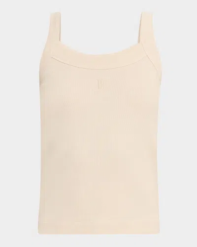 By Malene Birger Frillio Ribbed Monogram Tank Top In Oyster Gray