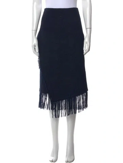 Pre-owned By Malene Birger Fringe Trim Accent Skirt In Blue
