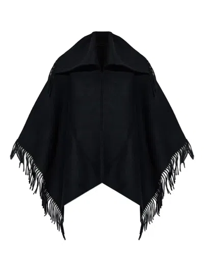By Malene Birger Fringed Wool Cape Coat