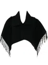 By Malene Birger Fringed Wool Cropped Poncho In 黑色