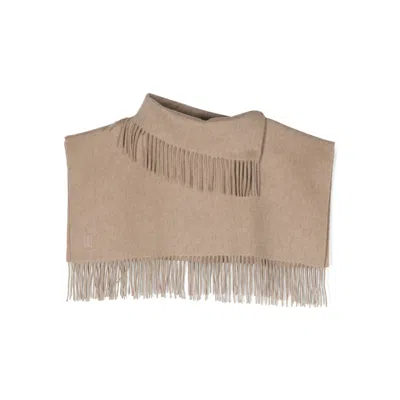 By Malene Birger Fringed Wool Cropped Poncho In Neutral
