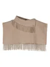 By Malene Birger Fringed Wool Cropped Poncho In Neutrals