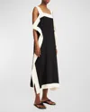 BY MALENE BIRGER GABRIAS TWO-TONE RUFFLE MIDI DRESS