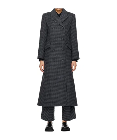 By Malene Birger Gardeniia Checked Long Coat In Black