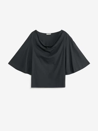 By Malene Birger Draped-neck T-shirt In Black