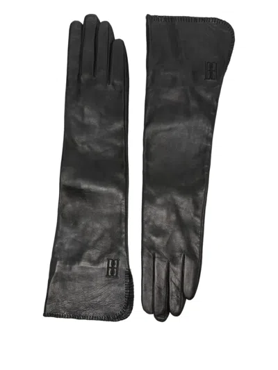 By Malene Birger Gemi Leather Logo Gloves In Black