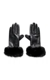 By Malene Birger Genna Fur-trimmed Leather Gloves In Black