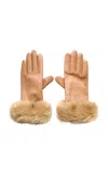 By Malene Birger Genna Fur-trimmed Leather Gloves In Neutral