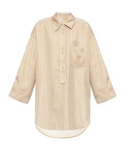 By Malene Birger Geometric-pattern Blouse In Nude