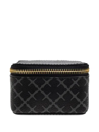 By Malene Birger Geometric-print Zip-fastening Jewellery Box In Black