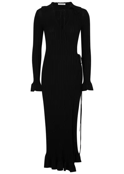 By Malene Birger Gianina Ribbed Cotton-blend Midi Dress In Black