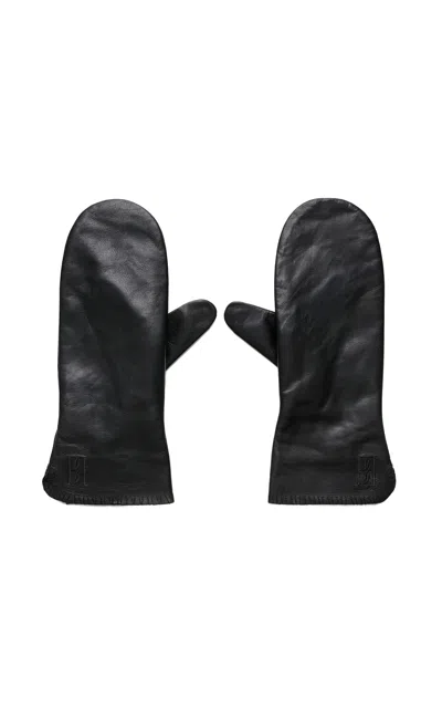 By Malene Birger Ginnyl Leather Mittens In Black