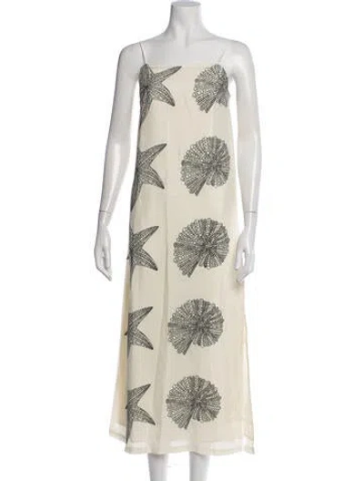 Pre-owned By Malene Birger Graphic Print Long Dress W/ Tags In Neutrals