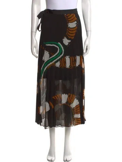 Pre-owned By Malene Birger Graphic Print Long Skirt In Black