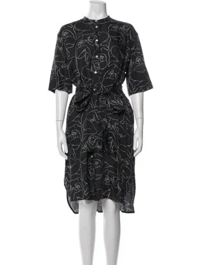 Pre-owned By Malene Birger Graphic Print Midi Length Dress In Blue