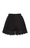 By Malene Birger Greta Eyelet Cotton Shorts In Black