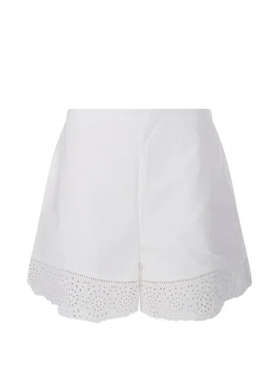 By Malene Birger Greta Eyelet-trim Shorts In White
