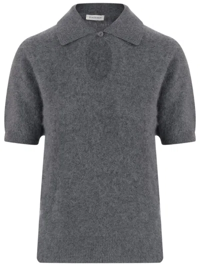 By Malene Birger Grey Tallalia Cut-out Short-sleeve Cashmere Sweater In Gray