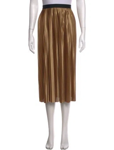 Pre-owned By Malene Birger Grosgrain Trim Midi Length Skirt In Gold