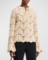 By Malene Birger Gwenevere Butterfly Crochet Shirt In Oyster Gray