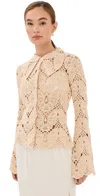 By Malene Birger Gwenevere Butterfly Crochet Shirt In Oyster Gray