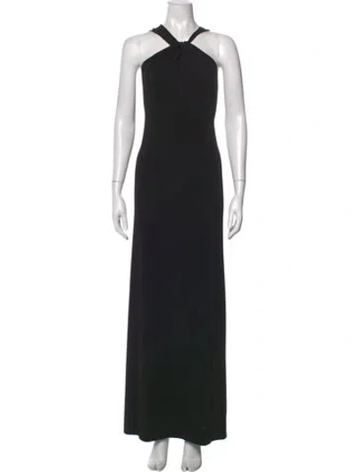 Pre-owned By Malene Birger Halterneck Long Dress In Black