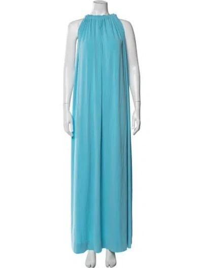 Pre-owned By Malene Birger Halterneck Long Dress In Blue