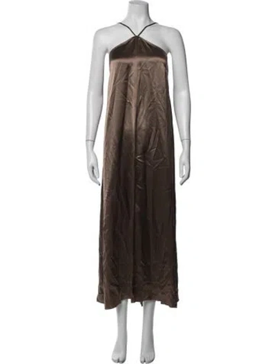 Pre-owned By Malene Birger Halterneck Long Dress W/ Tags In Brown