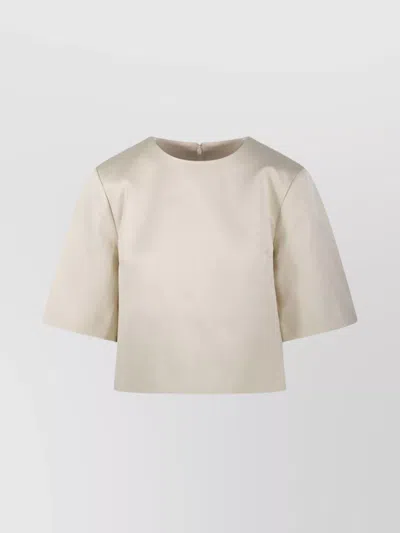 By Malene Birger Hania Cropped Round Neck Short Sleeve Top In Beige